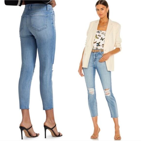 L'Agence El Matador High Rise Slim Distressed Raw Hem Jean Light Blue 25 NWT - Picture 5 of 13